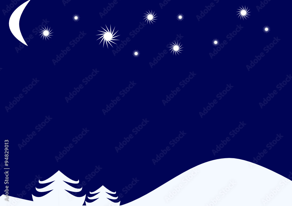 Obraz premium winter night snowy landscape background