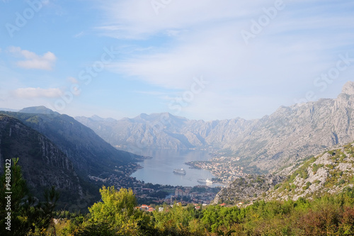 landscape with sea and mountains in Kotor, Montenegro