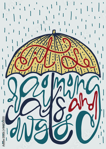 Poster with silhouette of umbrella and lettering photo
