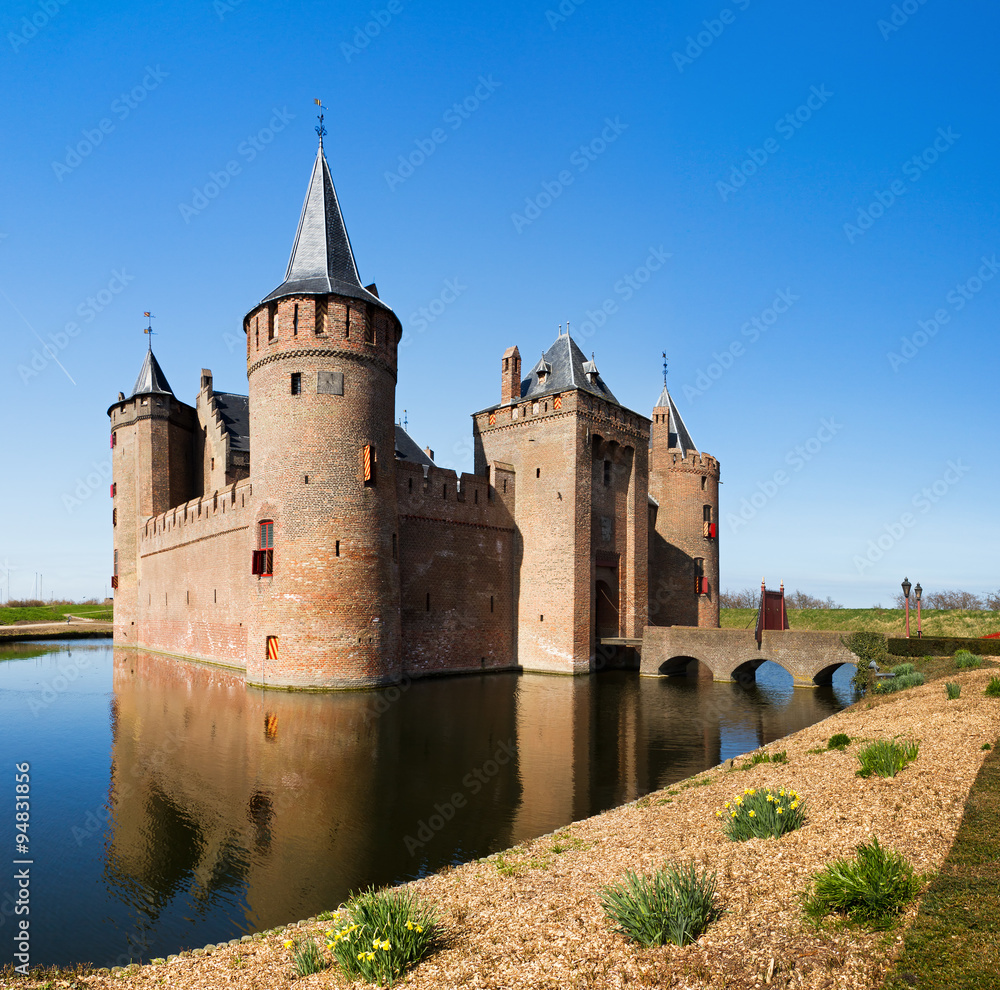 The Muiderslot with moat in Muiden, The Netherlands