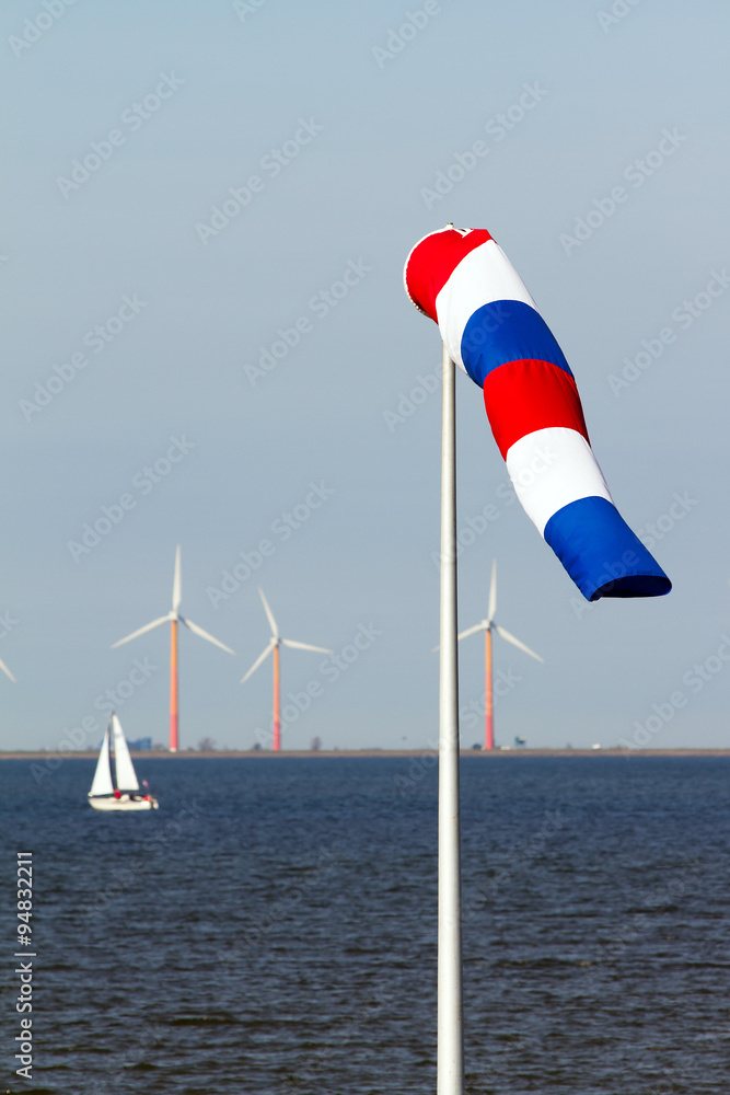 Windsack turbine sailing boat in the Netherlands