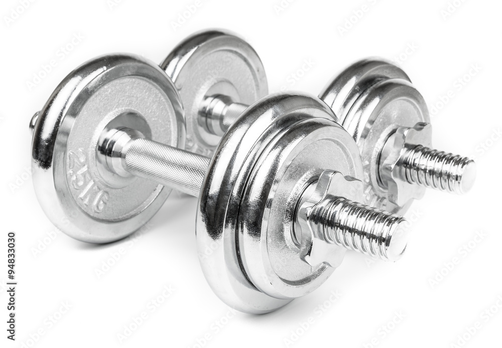 Steel Dumbbells Isolated on white Steel Dumbbells Isolated on white