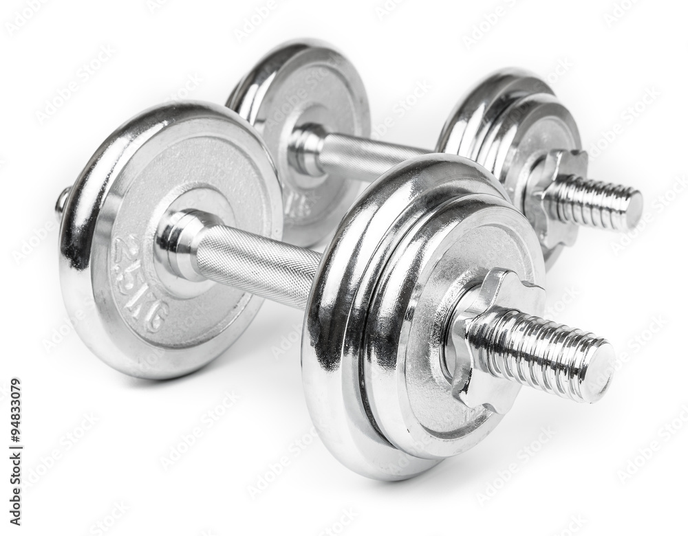 Steel Dumbbells Isolated on white Steel Dumbbells Isolated on white