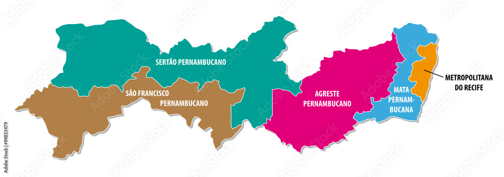 pernambuco colorful administrative map pernambuco colorful administrative map