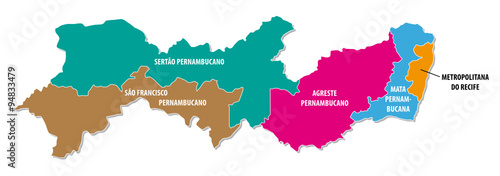 pernambuco colorful administrative map photo