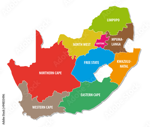 south africa colorful administrative map