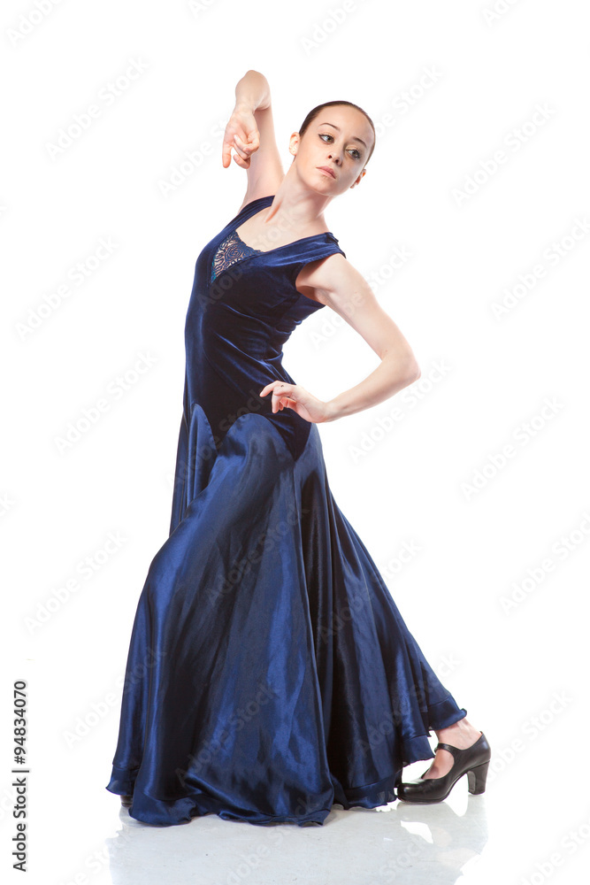 young woman dancing flamenco isolated on white young woman dancing flamenco isolated on white