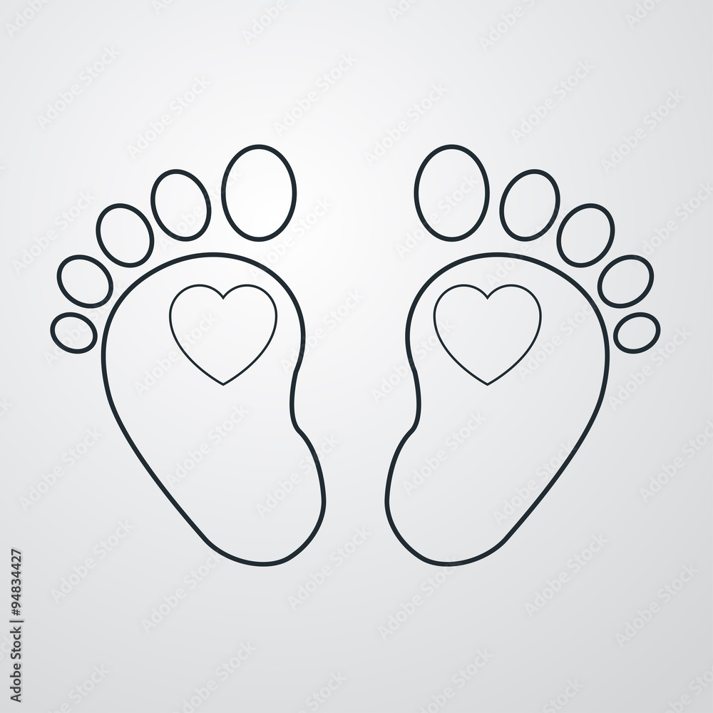 Illustrazione Stock Icono plano huellas de bebe corazon sobre fondo  degradado | Adobe Stock
