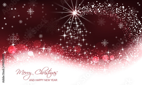 Christmas vector background, christmas tree and snow wave.