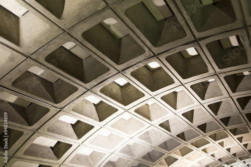 Cheese cake patterned roof in underground Washington D.C. Metrorail commuter trains.