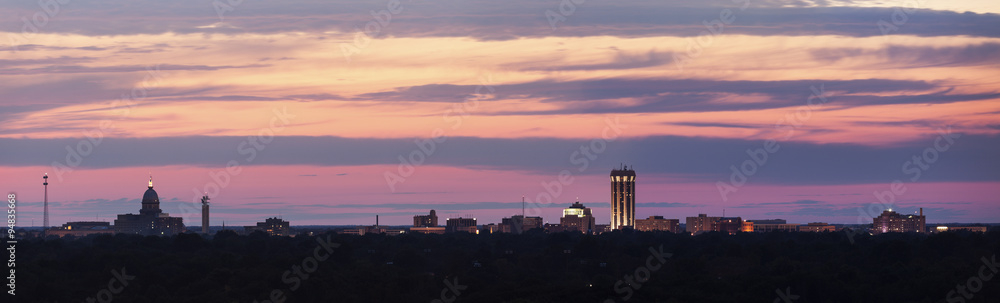 Skyline of Springfield at sunset