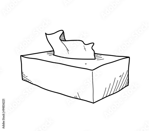 Tissue Box Doodle, a hand drawn vector doodle illustration of a tissue box.