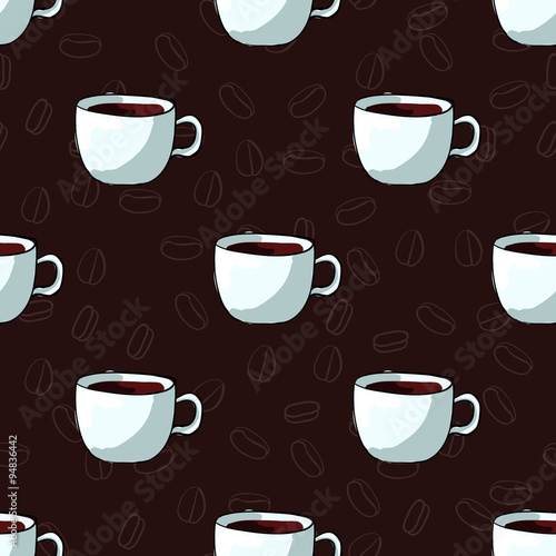 Seamless pattern of cups  hand-draw style.