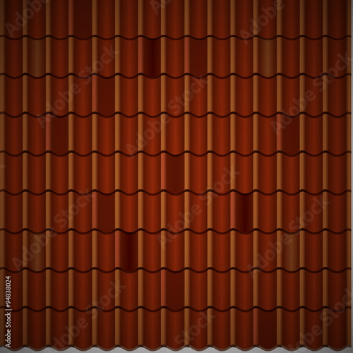 Red corrugated tile element of roof. Seamless pattern. Vector illustration
