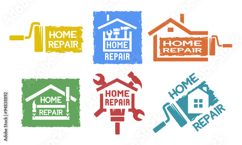 A set of emblem on the topic of home repair.