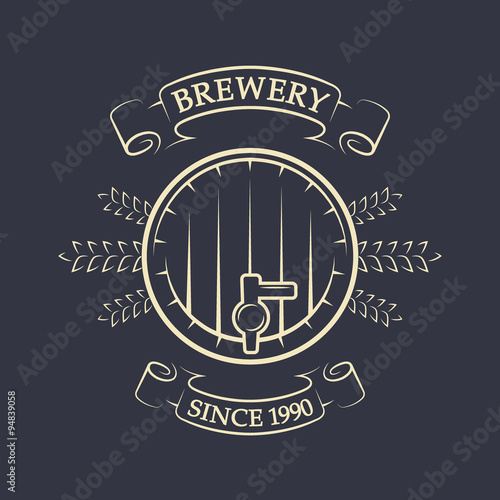 Craft brewing. Beer keg. Vintage emblem.