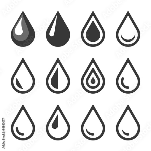 Oil Or Water Drop Emblem. Logo Template. Icon Set. Vector