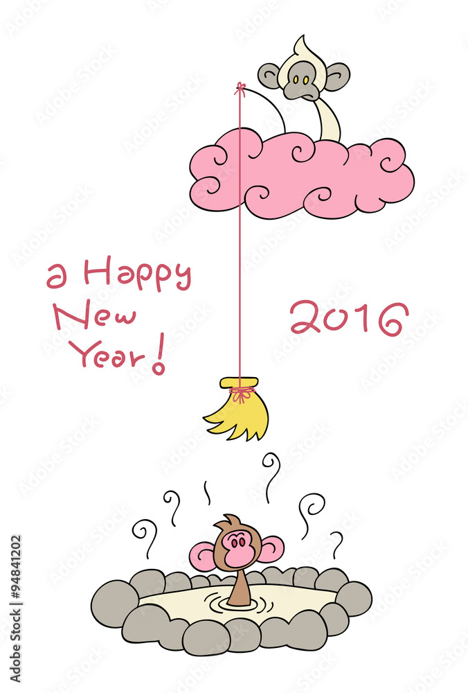 Vettoriale Stock 雲の上の白い猿と温泉に入る日本猿 年賀状16 Adobe Stock Vettoriale Stock 雲の上の白い猿と温泉に入る日本猿 年賀状16 Adobe Stock