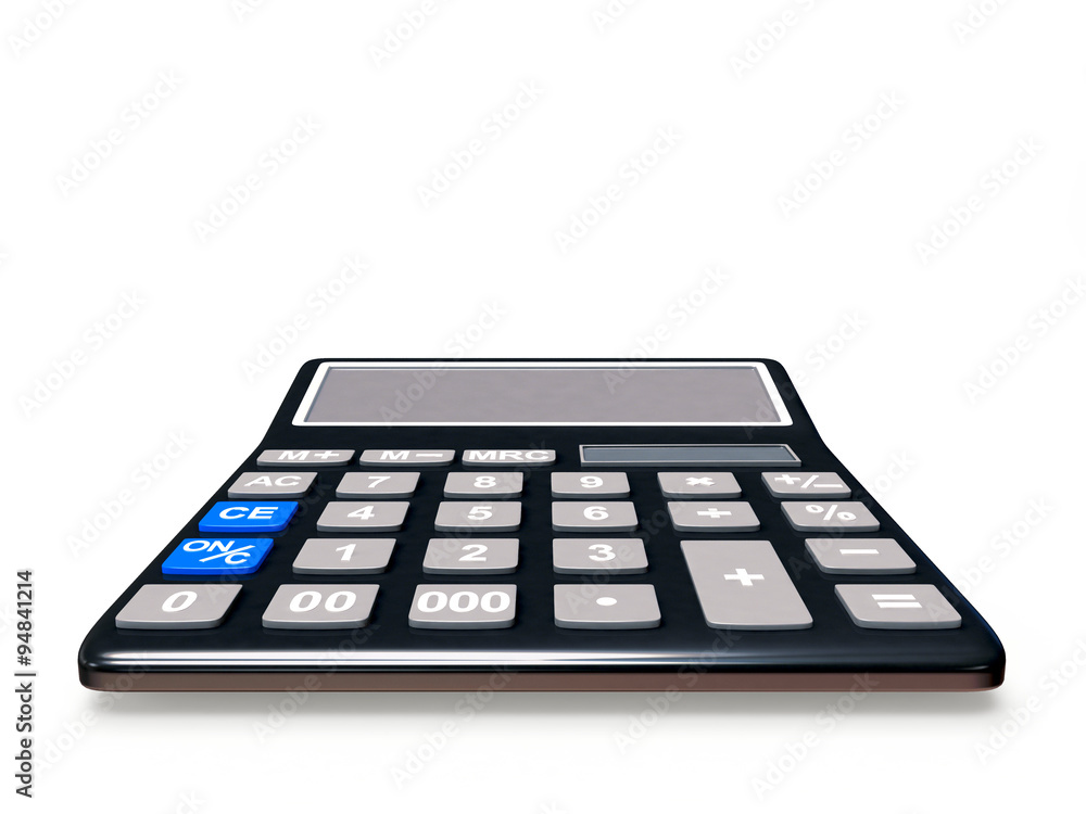 Black electronic calculator isolated on white background Black electronic calculator isolated on white background