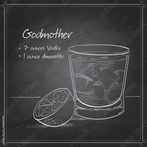 Alcoholic Cocktail Godmother on black board