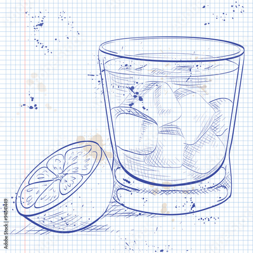 Alcoholic Cocktail Godmother on a notebook page
