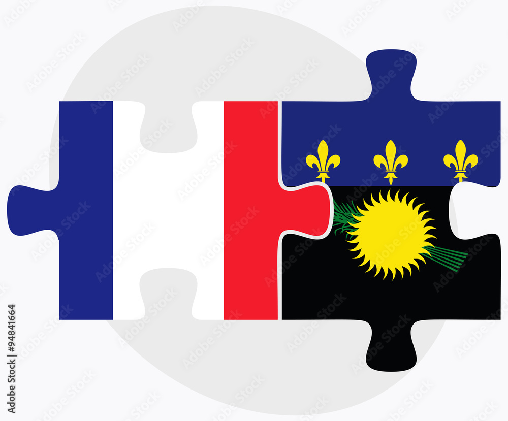 Naklejka premium France and Guadeloupe Flags