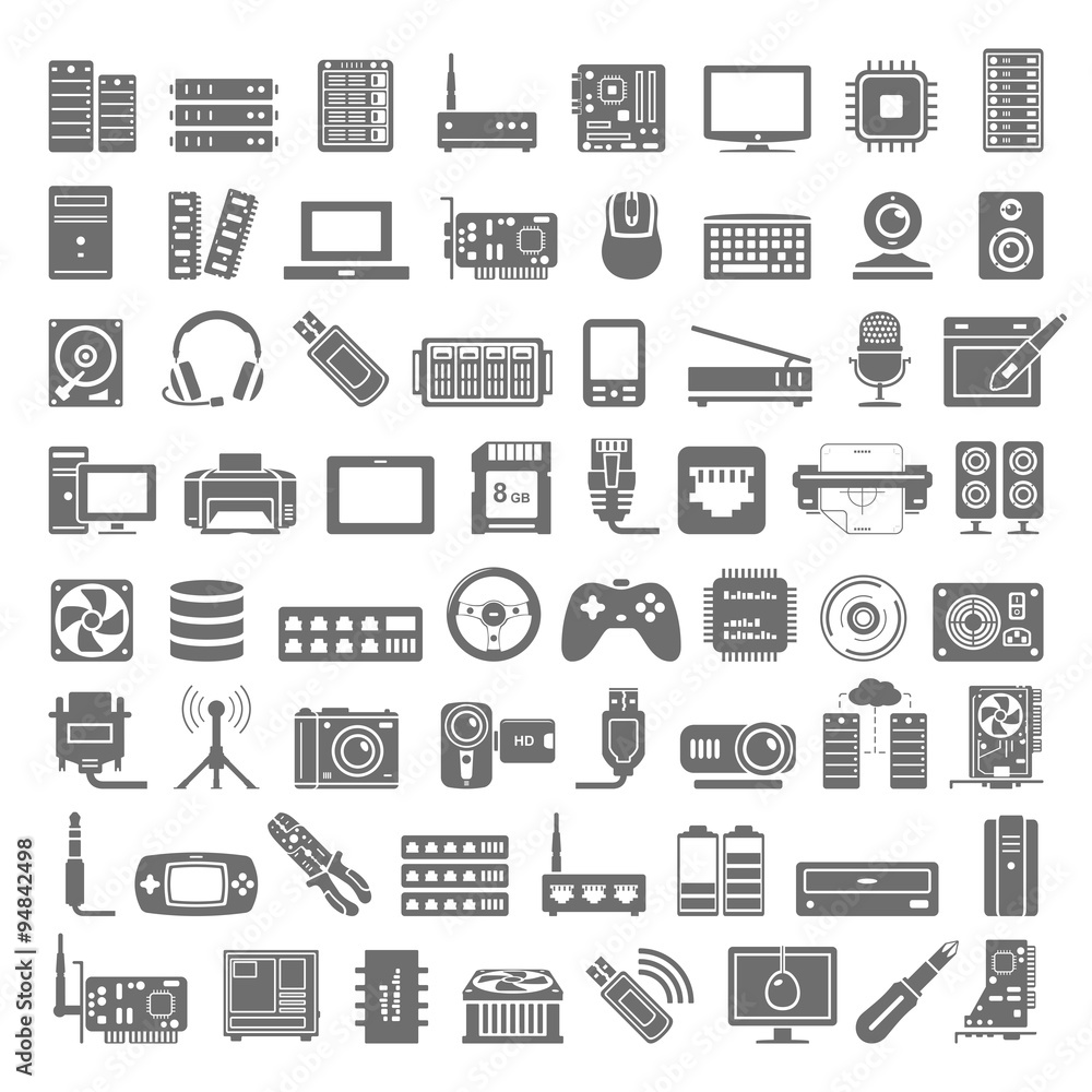 Black Icons - Computer and Network Hardware