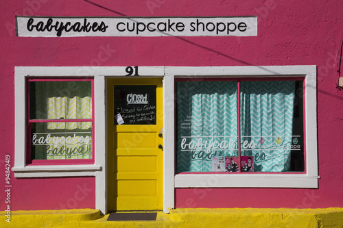 Bisbee, Arizona, USA, April 6, 2015, pink cupcake store, western town photo