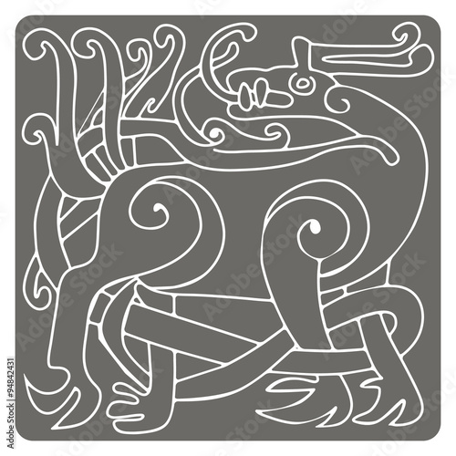 monochrome icon with celtic art and ethnic ornaments for your design