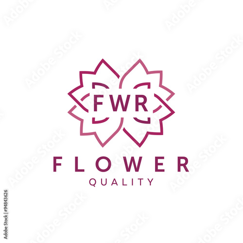 Simple and graceful floral monogram design template  Elegant lineart logo design  vector illustration flat