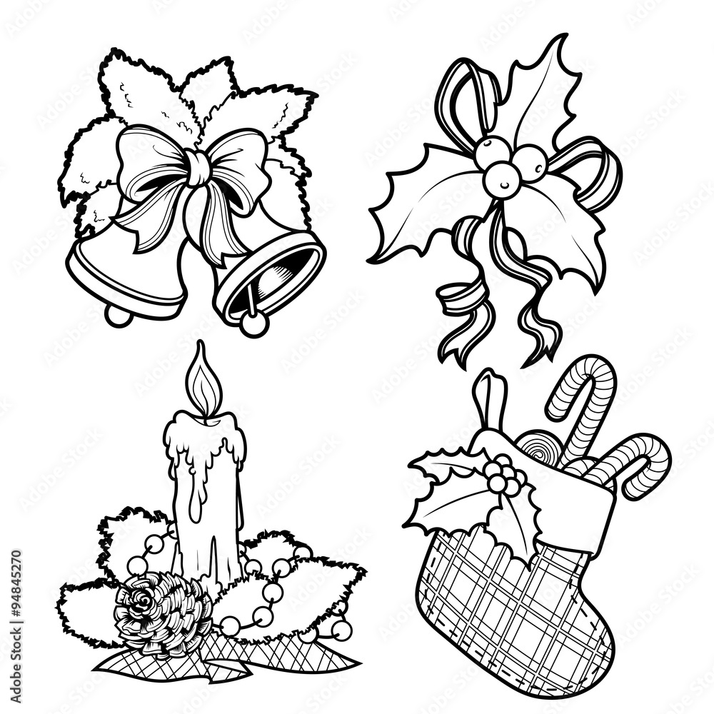 Set of vector Christmas decorations. Set of vector Christmas decorations.