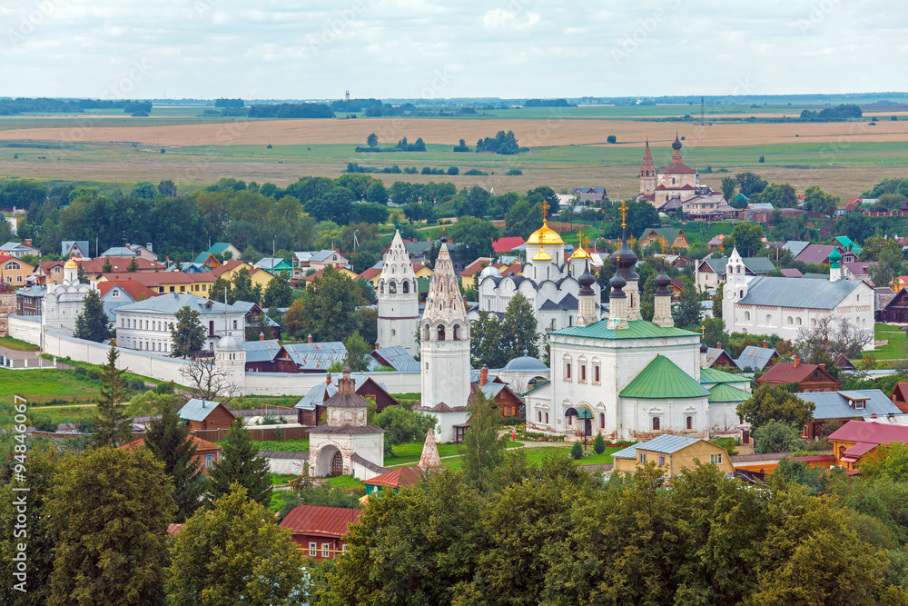 Suzdal City Aerial View with Pokrovsky convent, Russia