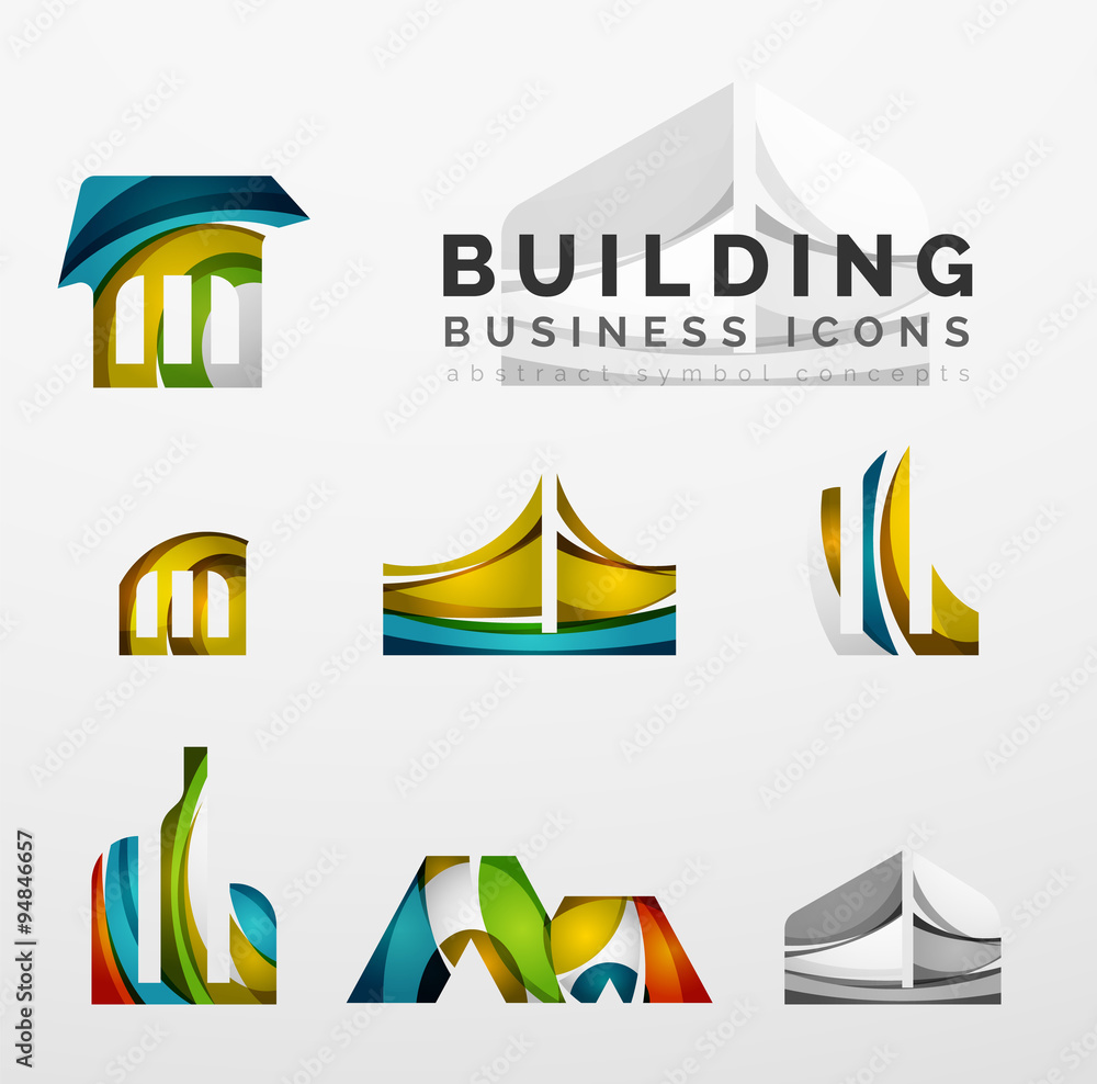 Set of real estate or building logo business icons