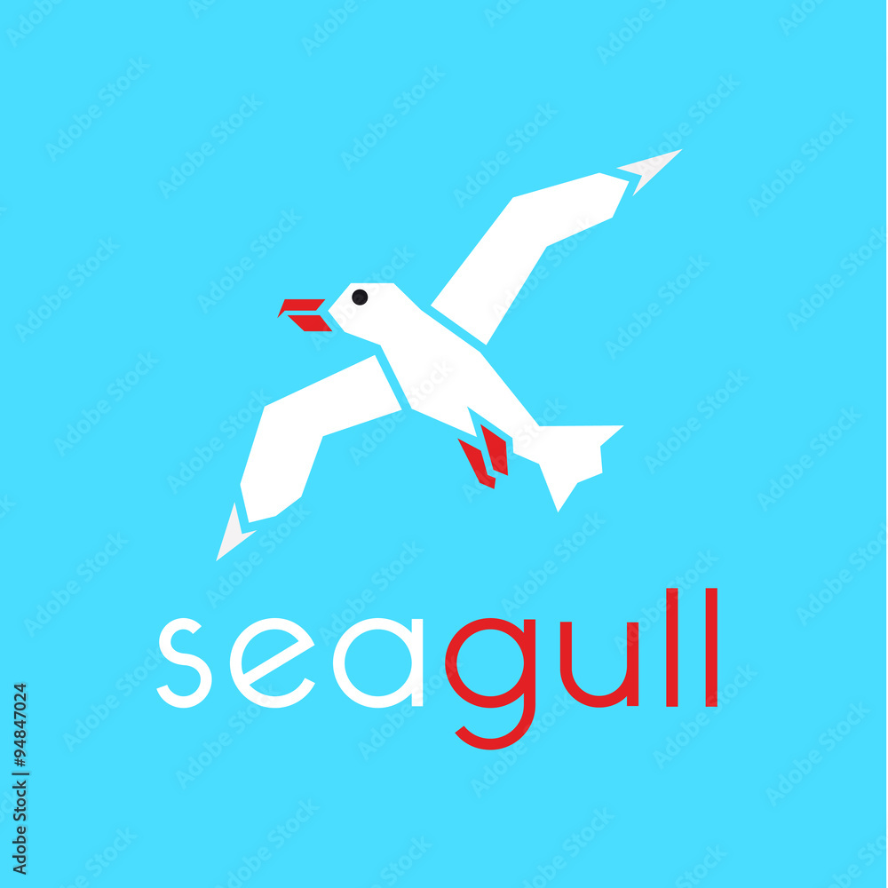 Seagull logo in stylish trend vector illustration icon flat Seagull logo in stylish trend vector illustration icon flat