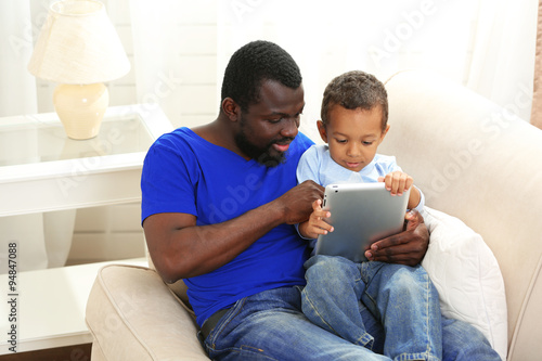 African american father and...