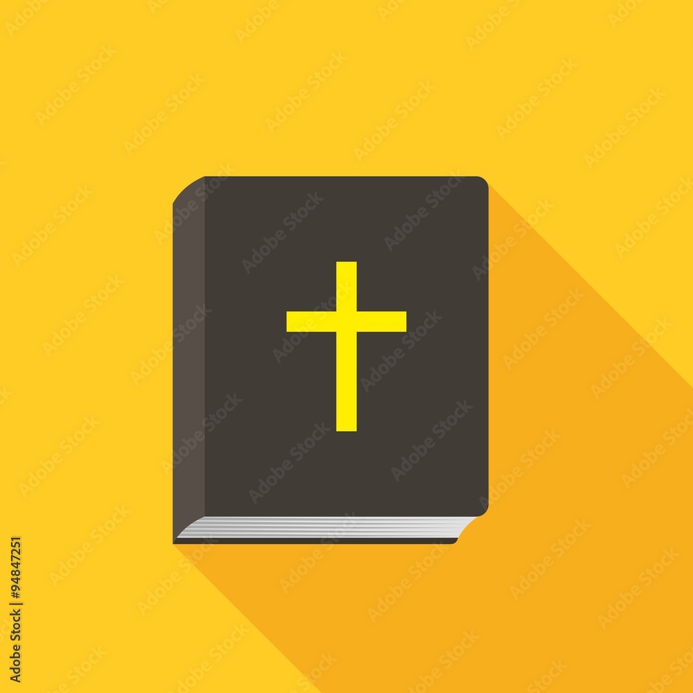 Fototapeta premium Vector Bible with shadow on yellow background. 