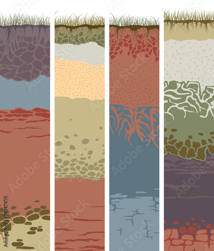 Fotografija Set vertical banners with cut of soil columns (profile).