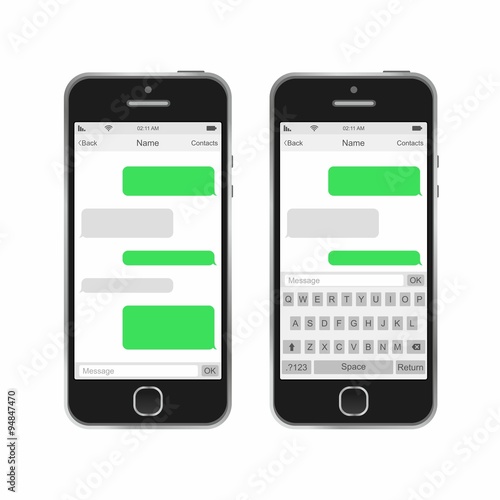 Smartphone chatting SMS Messages speech Bubbles.