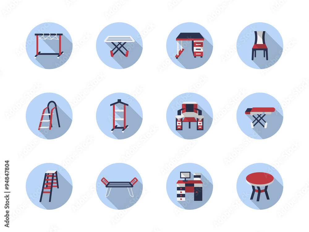 Home care flat round icons