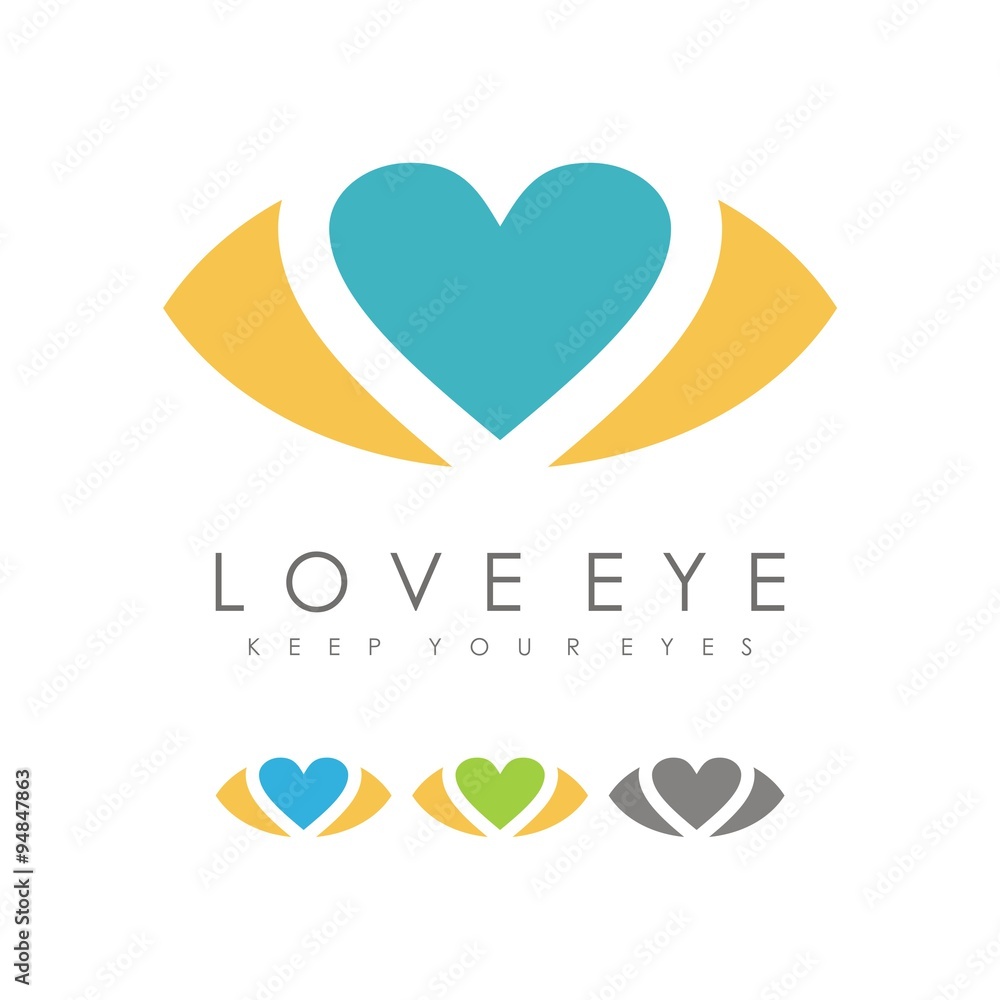 Heart Eye Logo Design Vector. Heart in the eye symbol icon. Vector, illustration. Stock Vector