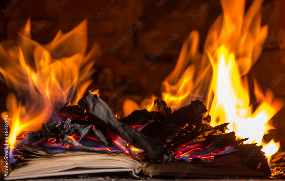 The fire in the fire burning sheets of paper and books.
The fire in the fire burning sheets of paper and books.