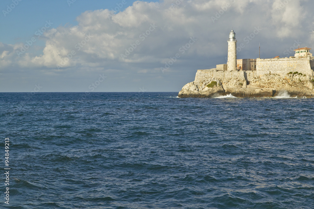 Lighthouse at Castillo del Morro, El Morro Fort, across the Havana Channel, Cuba