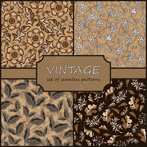 Seamless Vintage Floral Background Collection. Vector background