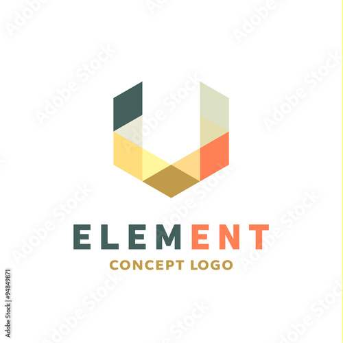 Logo element volume and flat polygon style vector icon of high-quality beautiful yellow sign