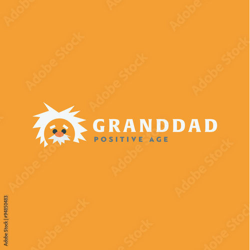 Logo grandfather Professor old man, white-haired cute icon vector illustration