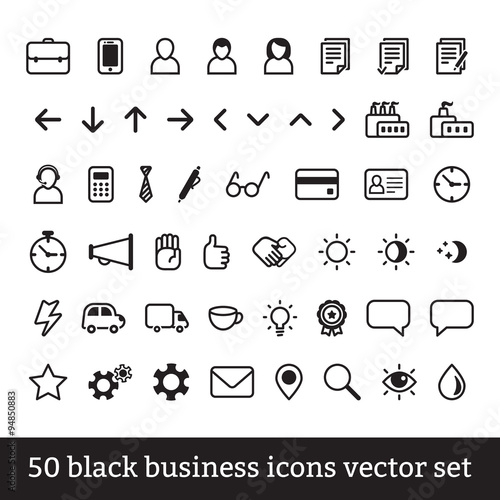 Big business icons vector set (black)