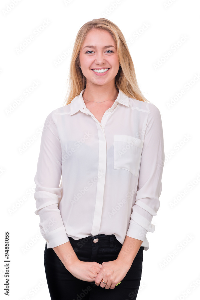 portrait of attractive caucasian smiling woman portrait of attractive caucasian smiling woman