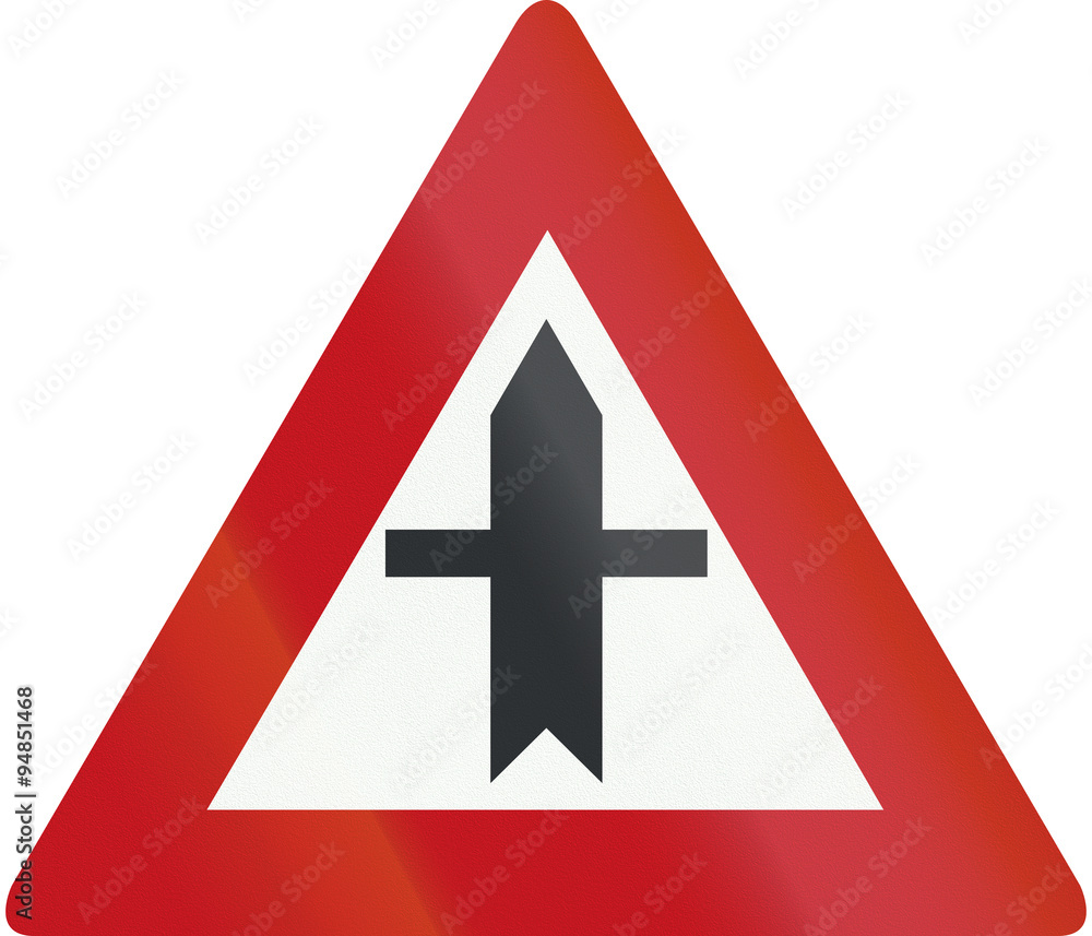 Dutch road sign B3 - Crossroads with priority Dutch road sign B3 - Crossroads with priority