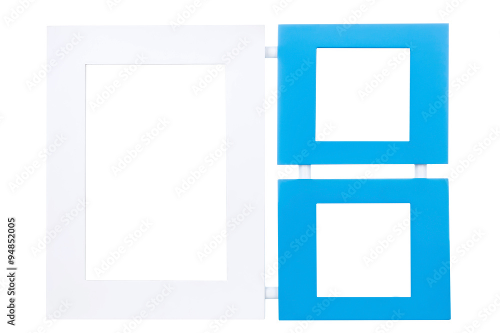 White and blue modern frame isolated on white background White and blue modern frame isolated on white background