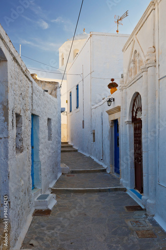 Street in Plaka village, the capital of Milos island in Greece. © milangonda